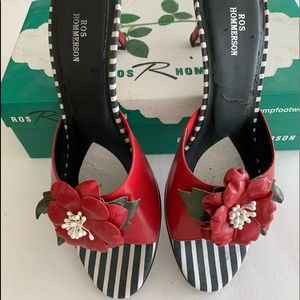 Rod Hommerson Red Heeled Mules, 10m, Never Worn, with original Box and tag